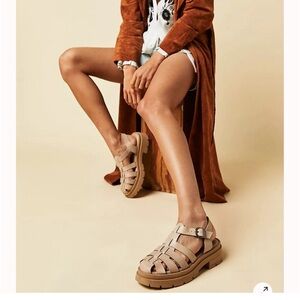 Free People Delaney Fisherman Sandals Natural Sand size 8 (38)